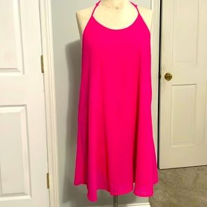 Women’s hot pink dress.